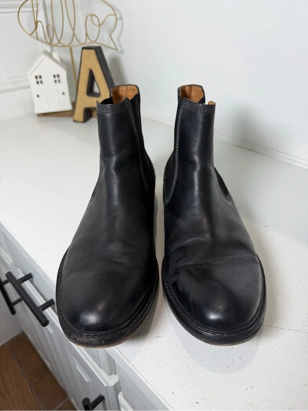 G.H. Bass Chelsea Boots Men's 12 Black Leather Ankle Slip On Dress Boots
